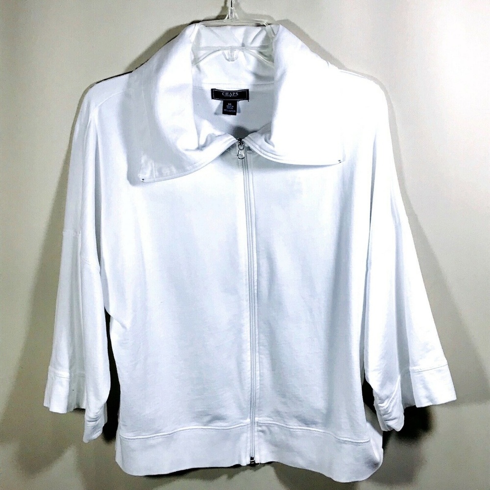 Chaps XL White Flare Jacket Coat full zip Sweater